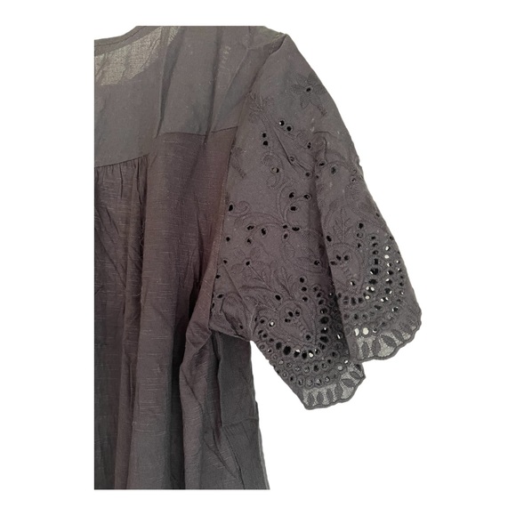 New Knox Rose top short sleeve eyelet peasant cotton black - Picture 9 of 16